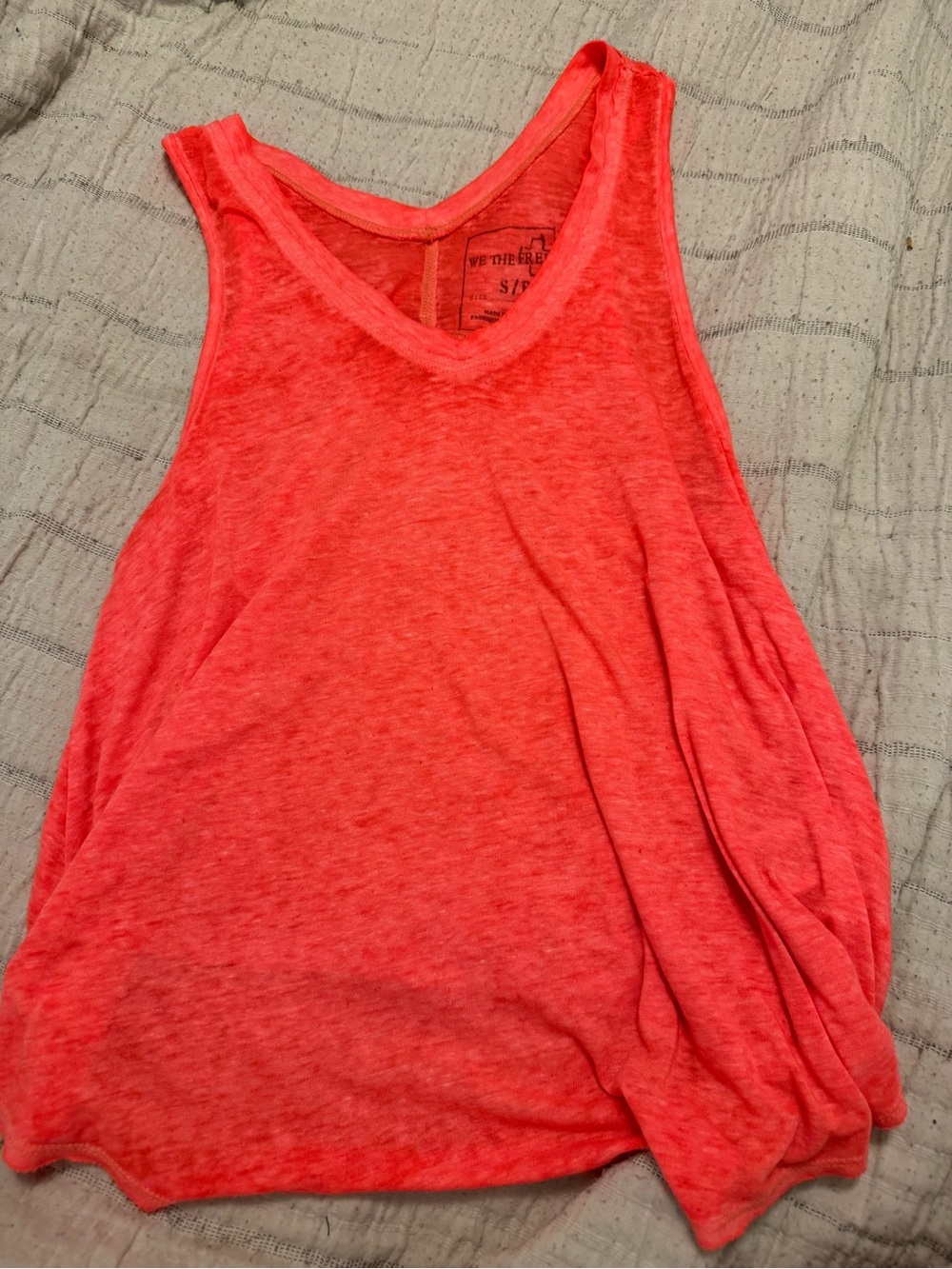 We The Free Coral-Red Scoop Neck Tank Top